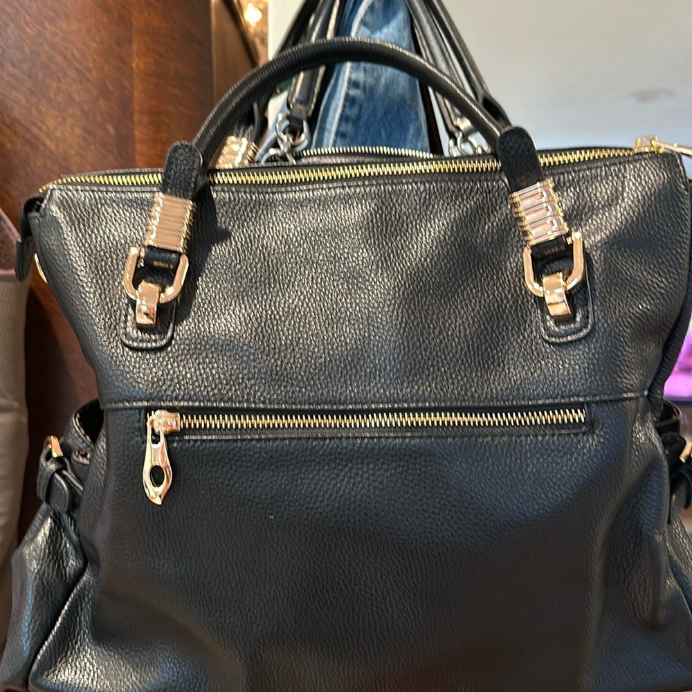 Large nwot black leather bag